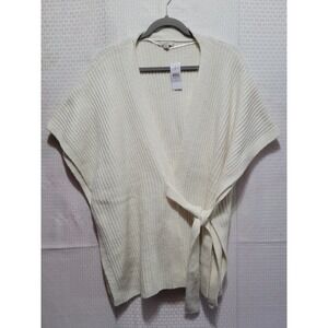 New‎ Loft Sweater Womens Size M/L Ivory Front Tie Sleeveless Tunic Boxey Fit